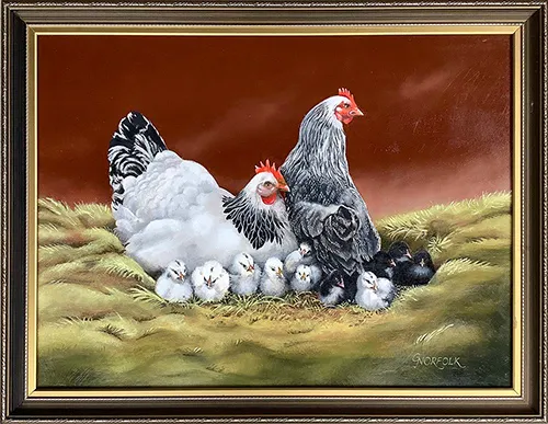 Hen & Chicks painting