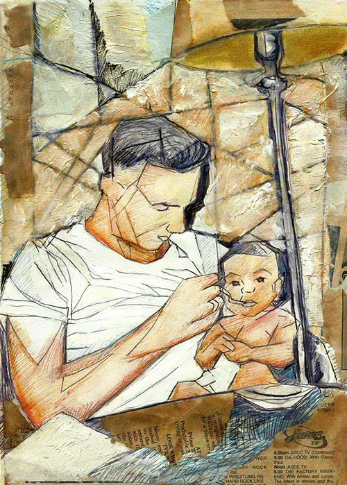 Dad and I mixed media painting