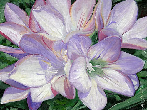 Freesias acrylic painting