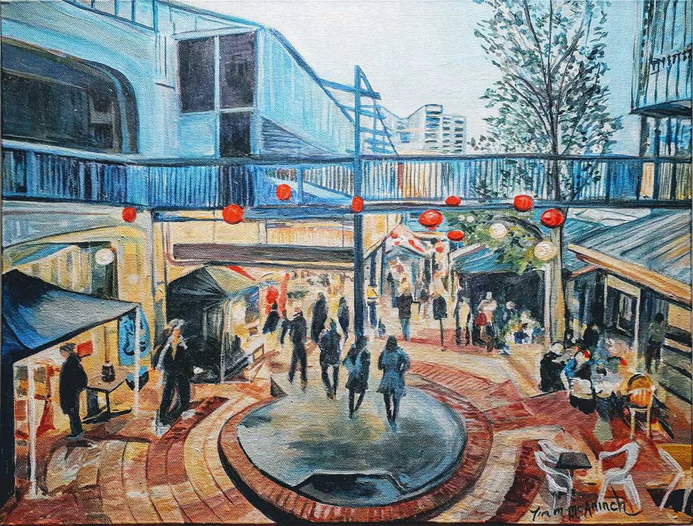 Night Market acrylic painting